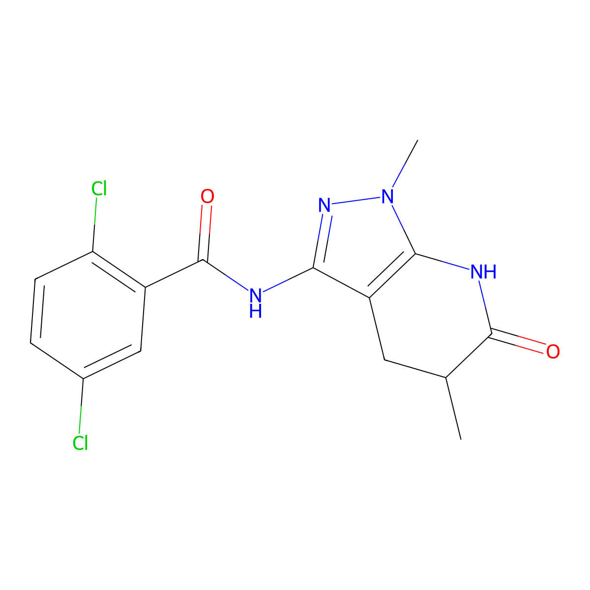 2,5-dichloro-N-{1,5-dimethyl-6-oxo-1H,4H,5H,6H,7H-pyrazolo[3,4-b]pyridin-3-yl}benzamide molecular structure, CAS 1171446-90-4