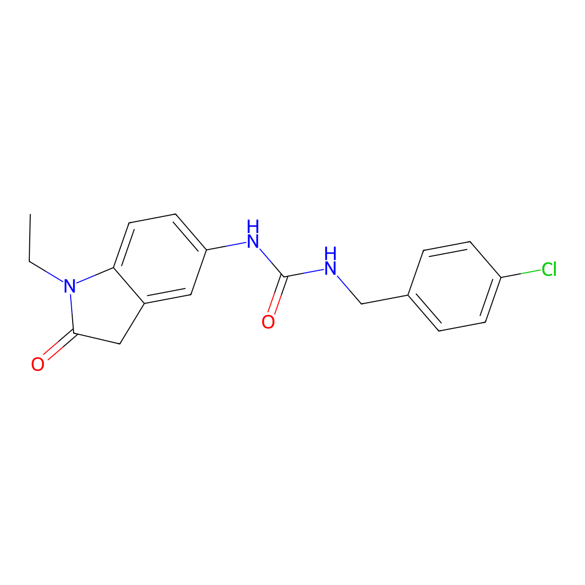 1-[(4-chlorophenyl)methyl]-3-(1-ethyl-2-oxo-2,3-dihydro-1H-indol-5-yl)urea molecular structure, CAS 1171447-18-9