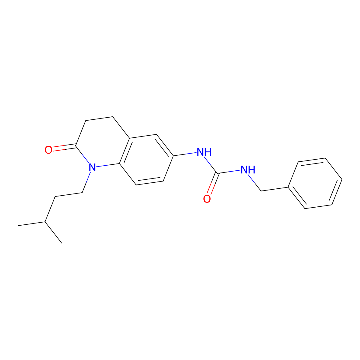 1-Benzyl-3-(1-isopentyl-2-oxo-1,2,3,4-tetrahydroquinolin-6-yl)urea molecular structure, CAS 1171453-49-8