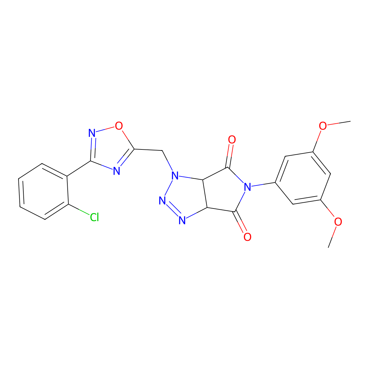 1-((3-(2-chlorophenyl)-1,2,4-oxadiazol-5-yl)methyl)-5-(3,5-dimethoxyphenyl)-1,6a-dihydropyrrolo[3,4-d][1,2,3]triazole-4,6(3aH,5H)-dione molecular structure, CAS 1171454-39-9