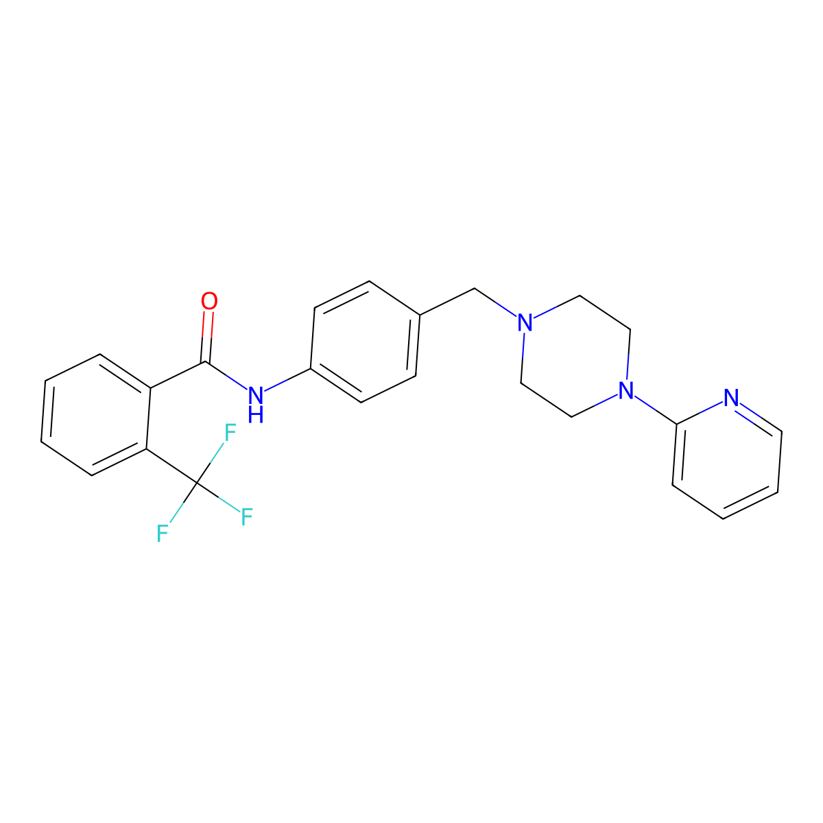 N-(4-((4-(pyridin-2-yl)piperazin-1-yl)methyl)phenyl)-2-(trifluoromethyl)benzamide molecular structure, CAS 1171454-62-8