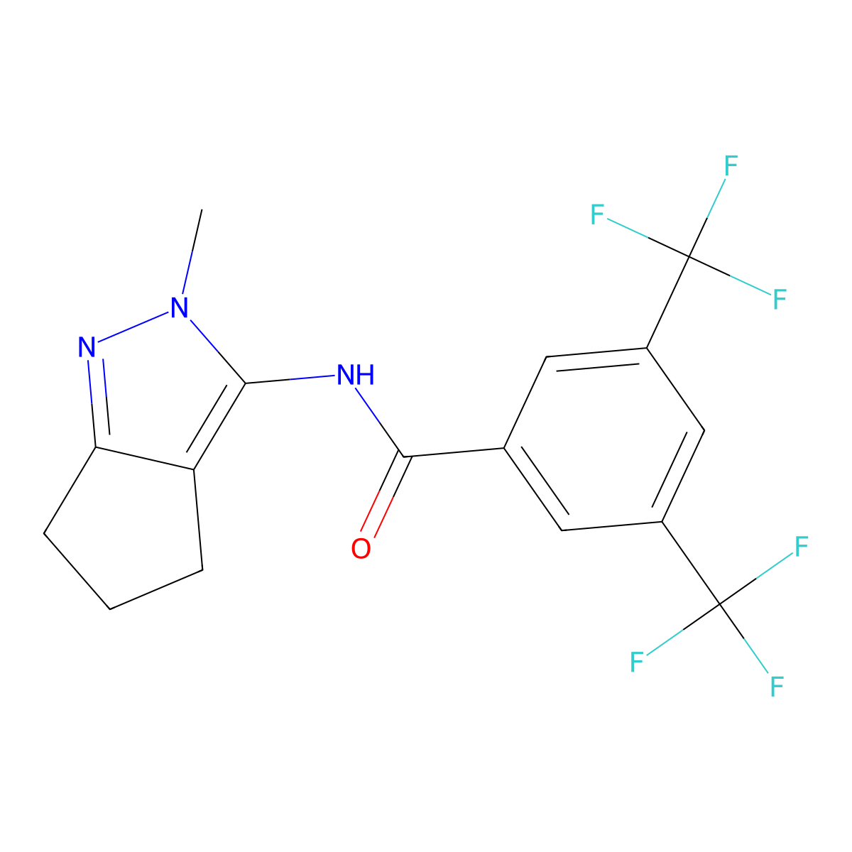N-(2-methyl-2,4,5,6-tetrahydrocyclopenta[c]pyrazol-3-yl)-3,5-bis(trifluoromethyl)benzamide molecular structure, CAS 1171455-19-8