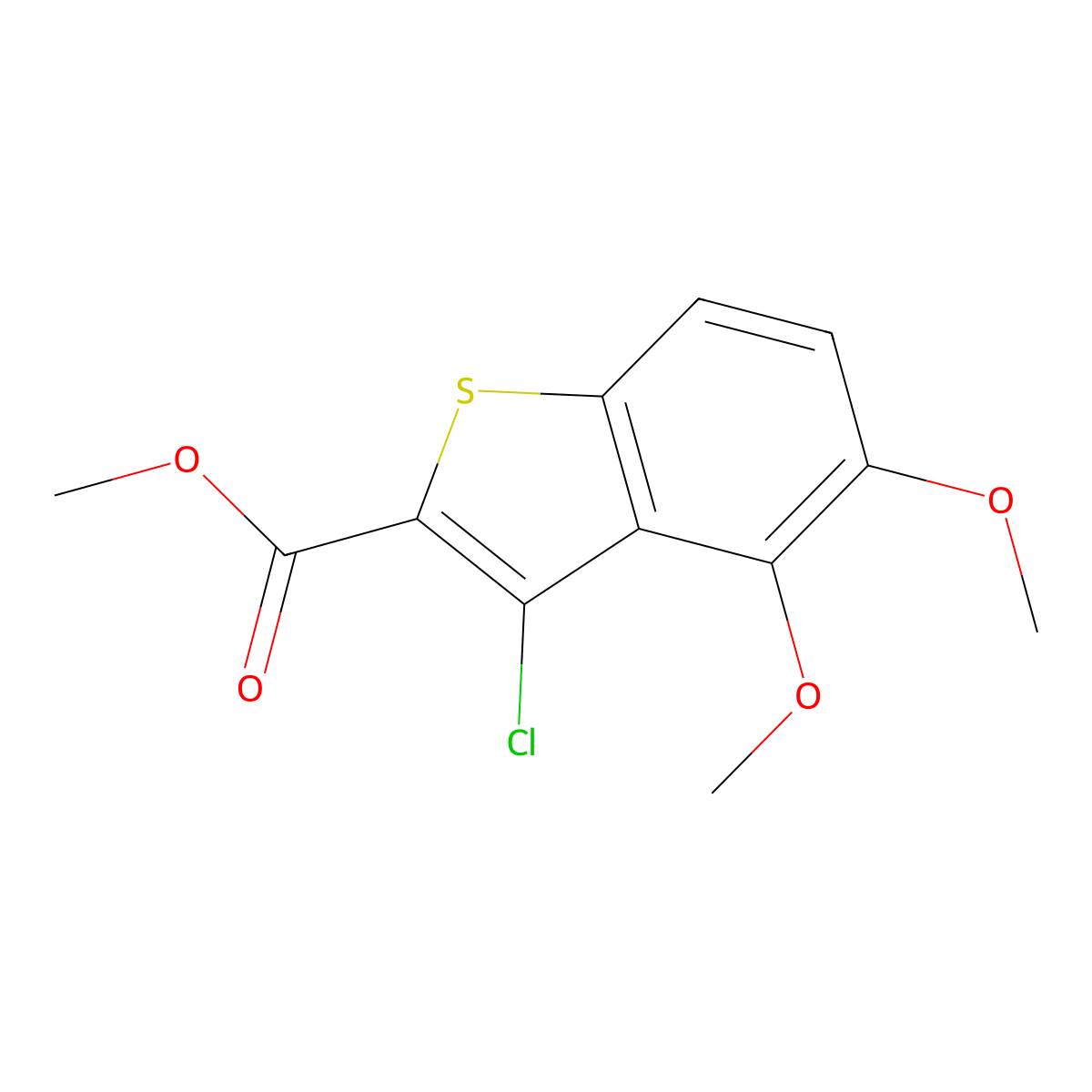 Methyl 3-chloro-4,5-dimethoxybenzo[b]thiophene-2-carboxylate molecular structure, CAS 1171455-34-7