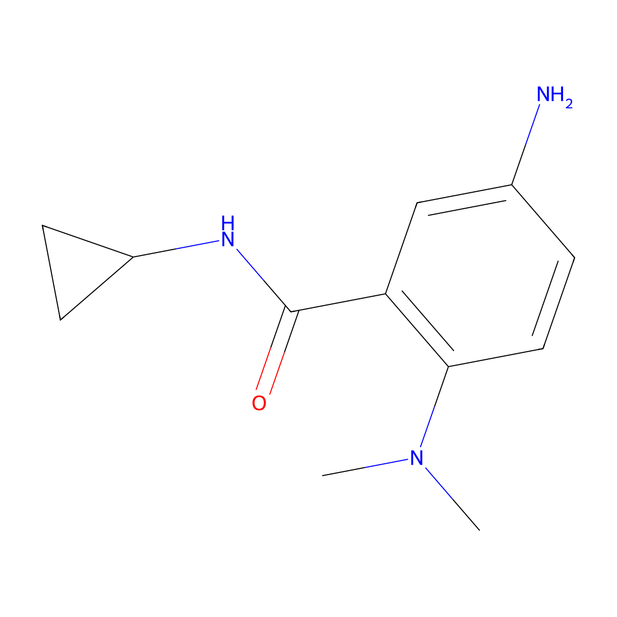 5-amino-N-cyclopropyl-2-(dimethylamino)benzamide molecular structure, CAS 1171455-95-0