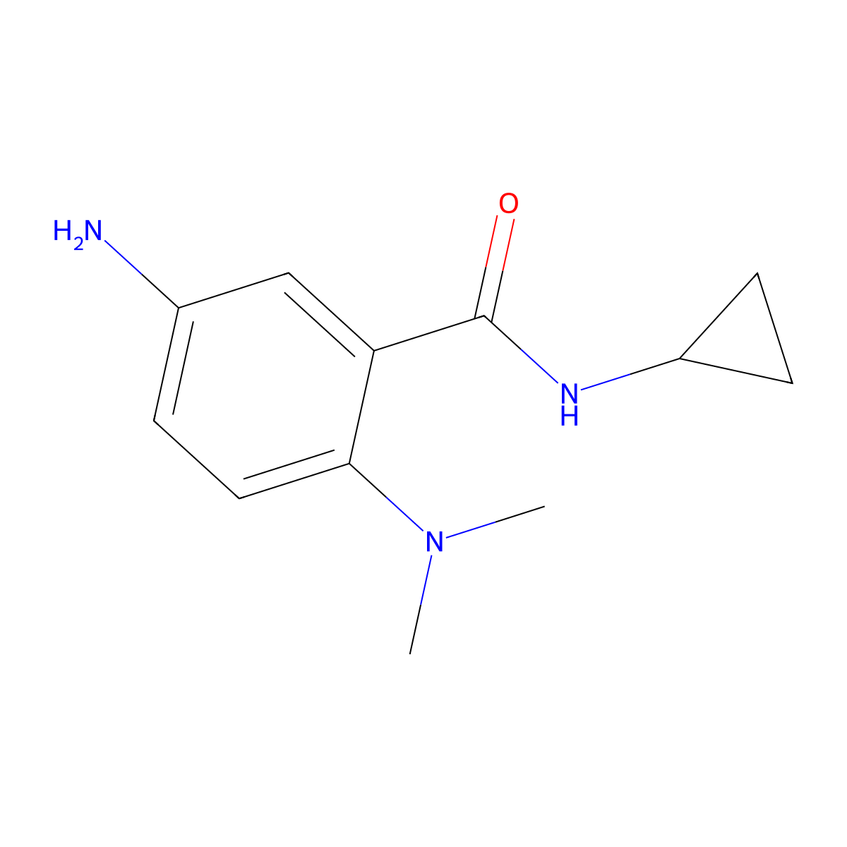 5-amino-N-cyclopropyl-2-(dimethylamino)benzamide molecular structure, CAS 1171455-95-0