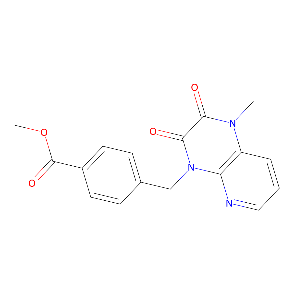 Methyl 4-[(1-methyl-2,3-dioxo-2,3-dihydropyrido[2,3-b]pyrazin-4(1H)-yl)methyl]benzoate molecular structure, CAS 1171456-14-6