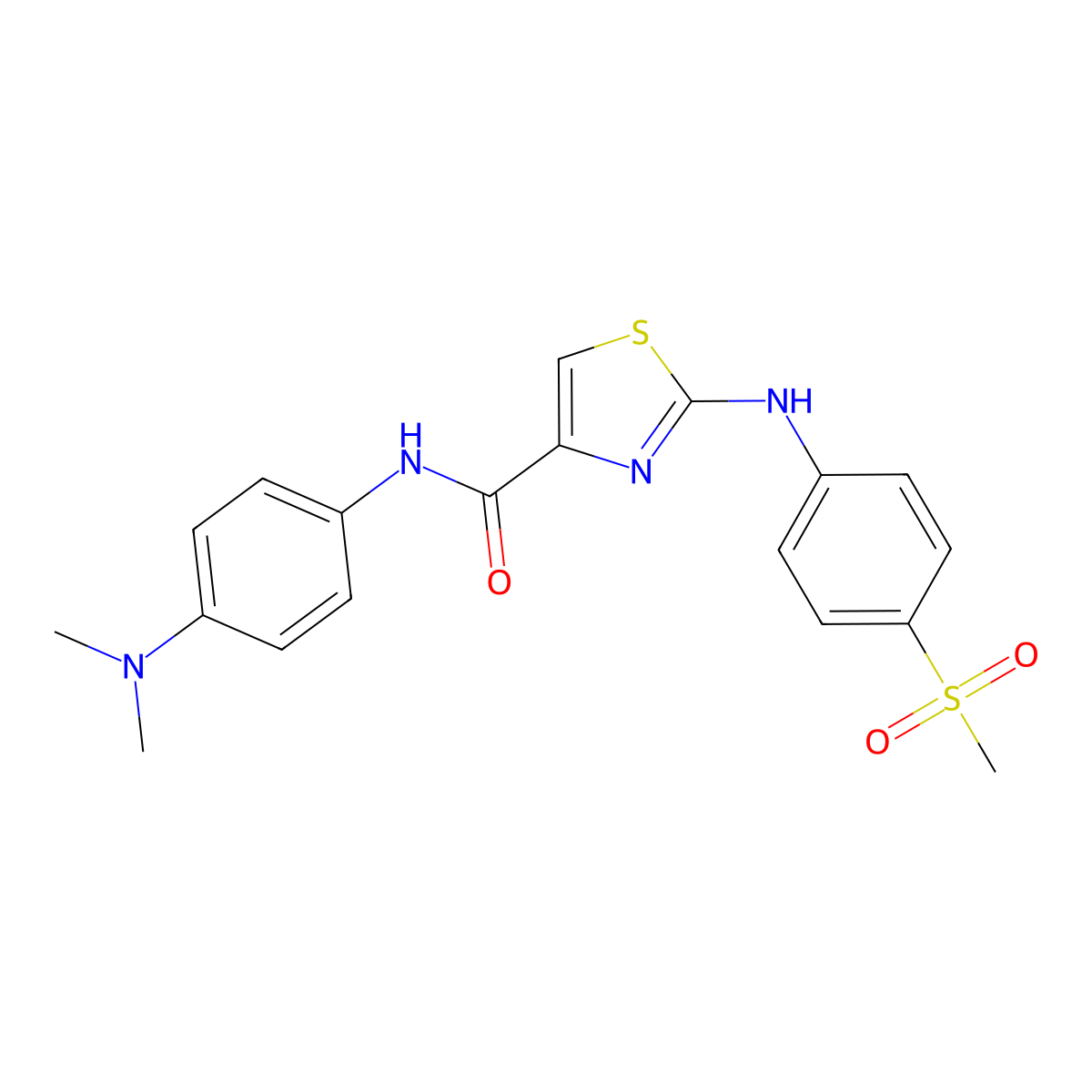 N-[4-(dimethylamino)phenyl]-2-[(4-methanesulfonylphenyl)amino]-1,3-thiazole-4-carboxamide molecular structure, CAS 1171456-82-8