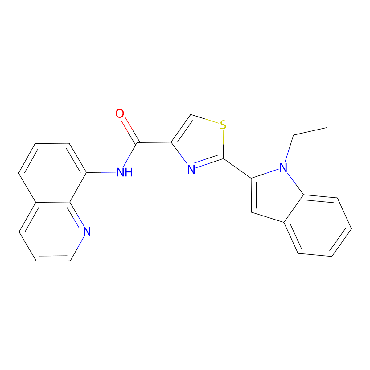 2-(1-ethyl-1H-indol-2-yl)-N-(quinolin-8-yl)thiazole-4-carboxamide molecular structure, CAS 1171456-86-2