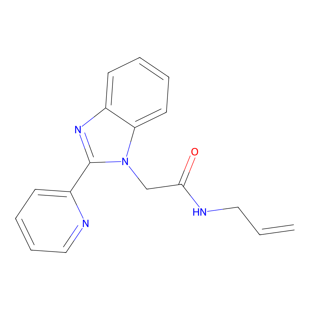 N-allyl-2-(2-(pyridin-2-yl)-1H-benzo[d]imidazol-1-yl)acetamide molecular structure, CAS 1171457-24-1