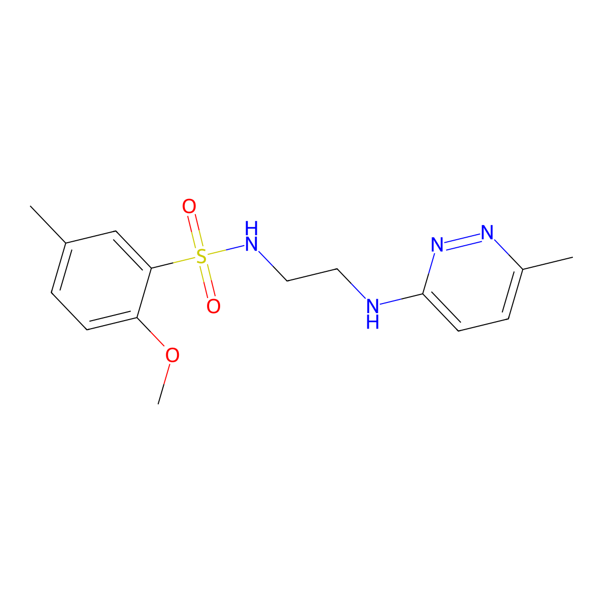 2-methoxy-5-methyl-N-(2-((6-methylpyridazin-3-yl)amino)ethyl)benzenesulfonamide molecular structure, CAS 1171457-94-5