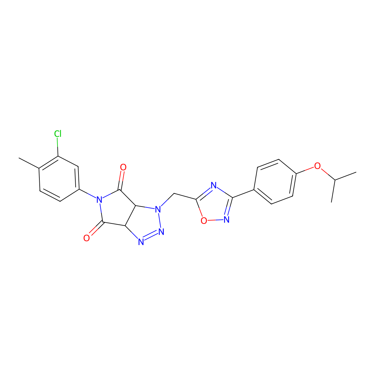 5-(3-chloro-4-methylphenyl)-1-((3-(4-isopropoxyphenyl)-1,2,4-oxadiazol-5-yl)methyl)-1,6a-dihydropyrrolo[3,4-d][1,2,3]triazole-4,6(3aH,5H)-dione molecular structure, CAS 1171458-07-3