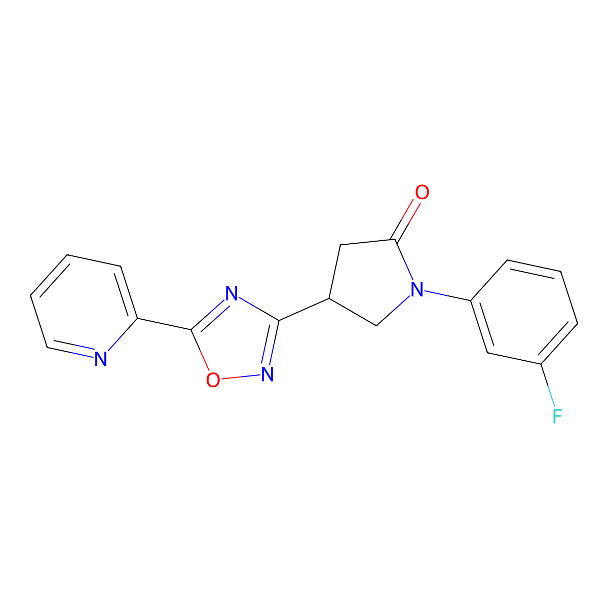 1-(3-Fluorophenyl)-4-[5-(pyridin-2-yl)-1,2,4-oxadiazol-3-yl]pyrrolidin-2-one molecular structure, CAS 1171458-09-5