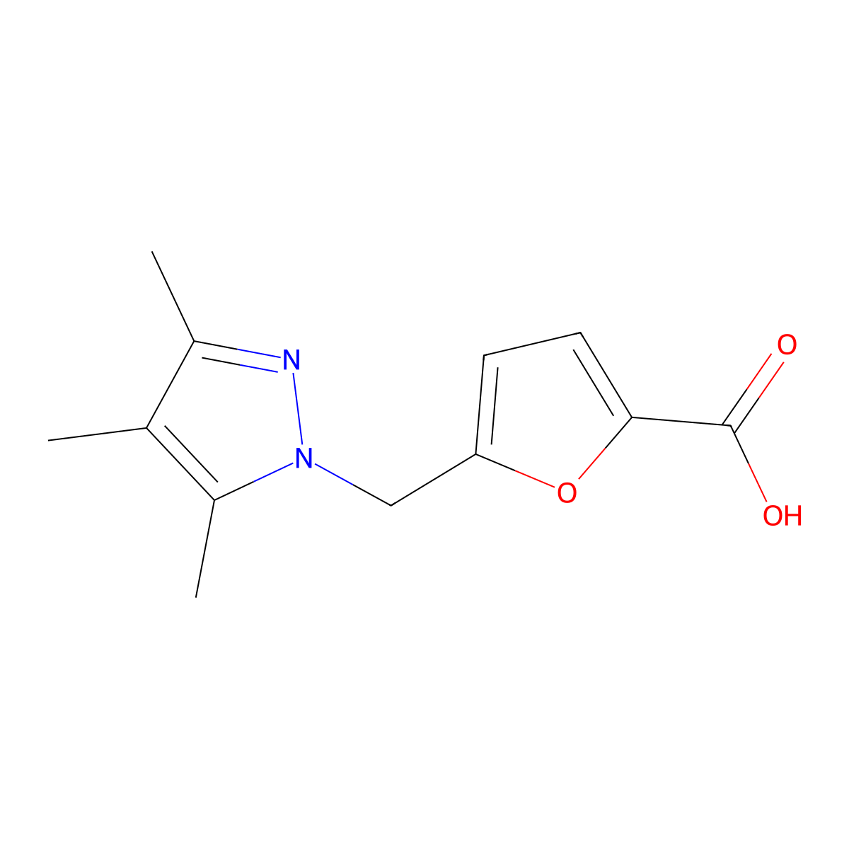 5-[(3,4,5-trimethyl-1H-pyrazol-1-yl)methyl]-2-furoic acid molecular structure, CAS 1171462-90-0