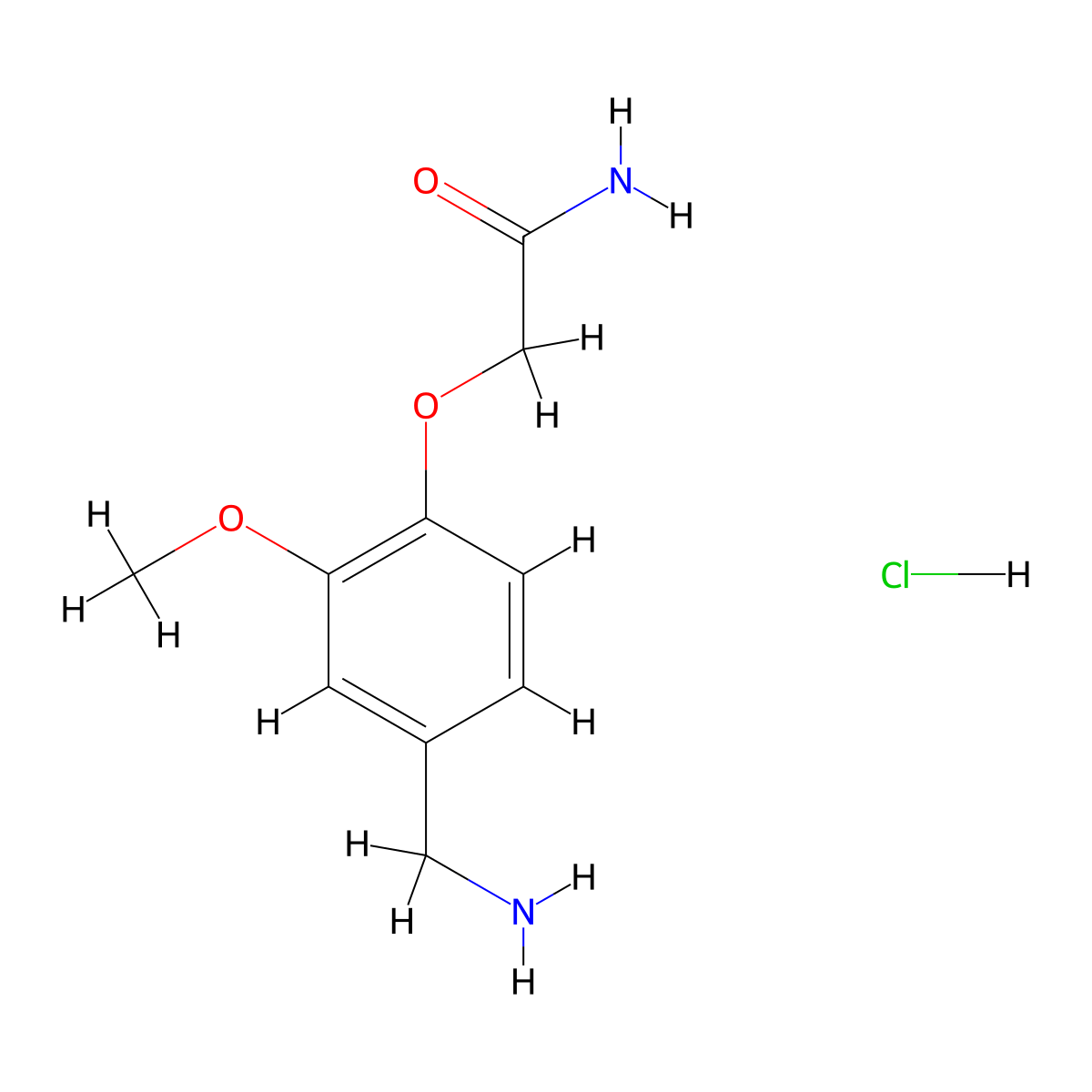 2-[4-(Aminomethyl)-2-methoxyphenoxy]acetamide hydrochloride molecular structure, CAS 1171463-48-1