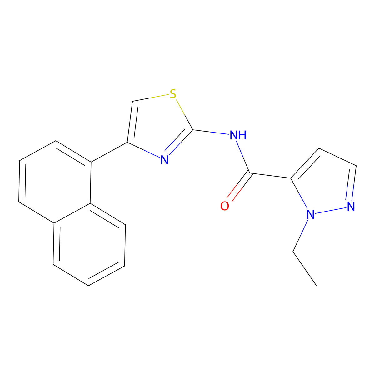 1-ethyl-N-(4-(naphthalen-1-yl)thiazol-2-yl)-1H-pyrazole-5-carboxamide molecular structure, CAS 1171463-78-7
