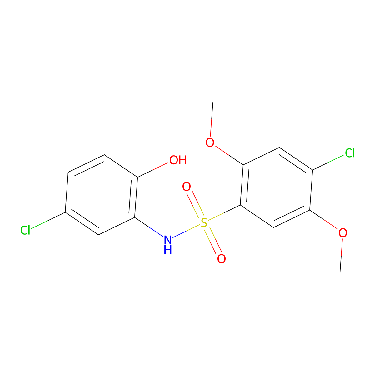 4-chloro-N-(5-chloro-2-hydroxyphenyl)-2,5-dimethoxybenzene-1-sulfonamide molecular structure, CAS 1171464-44-0