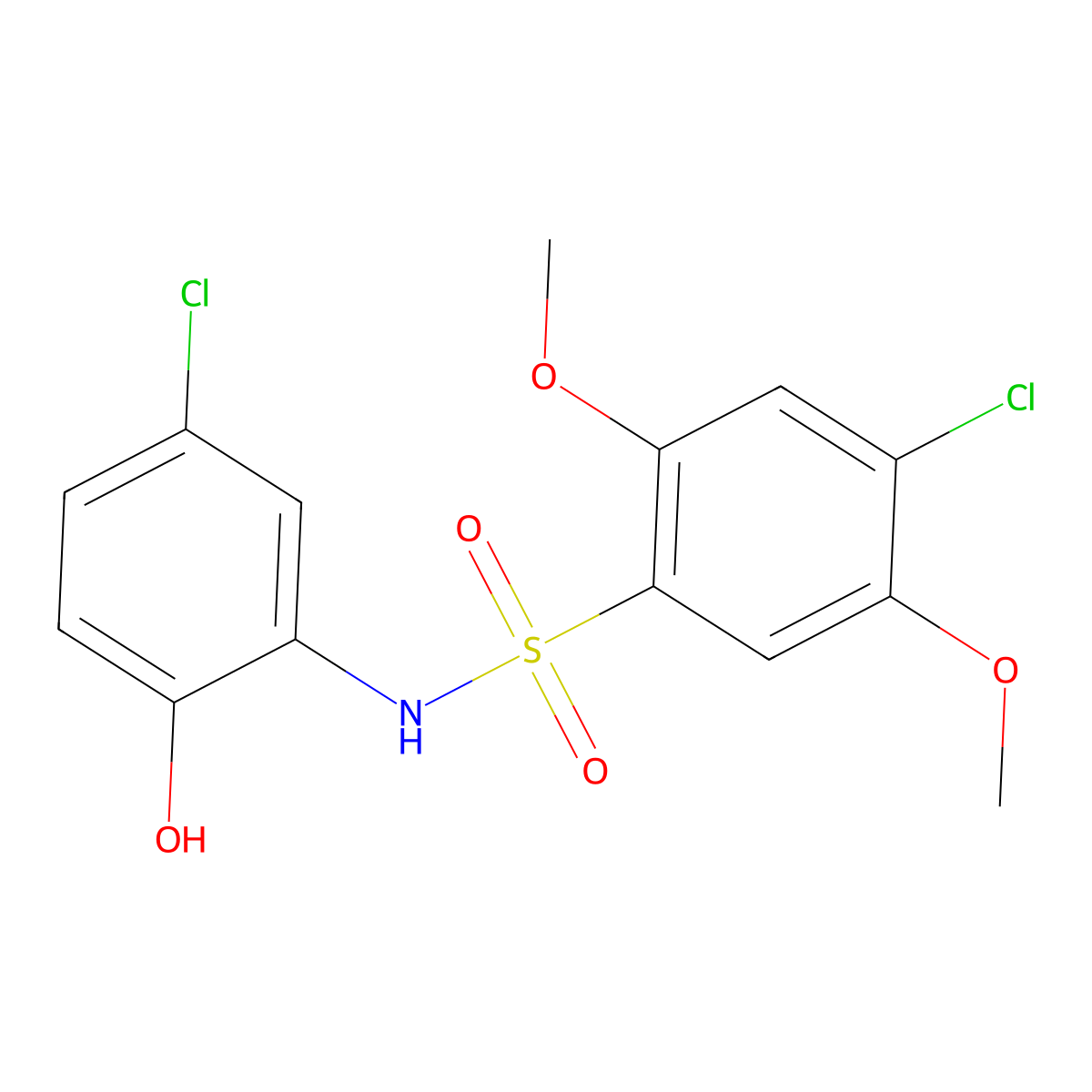 4-chloro-N-(5-chloro-2-hydroxyphenyl)-2,5-dimethoxybenzene-1-sulfonamide molecular structure, CAS 1171464-44-0