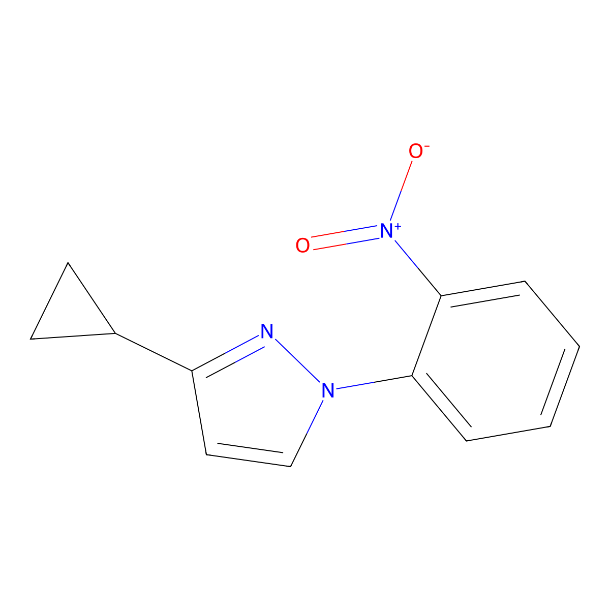 3-cyclopropyl-1-(2-nitrophenyl)-1H-pyrazole molecular structure, CAS 1171464-93-9