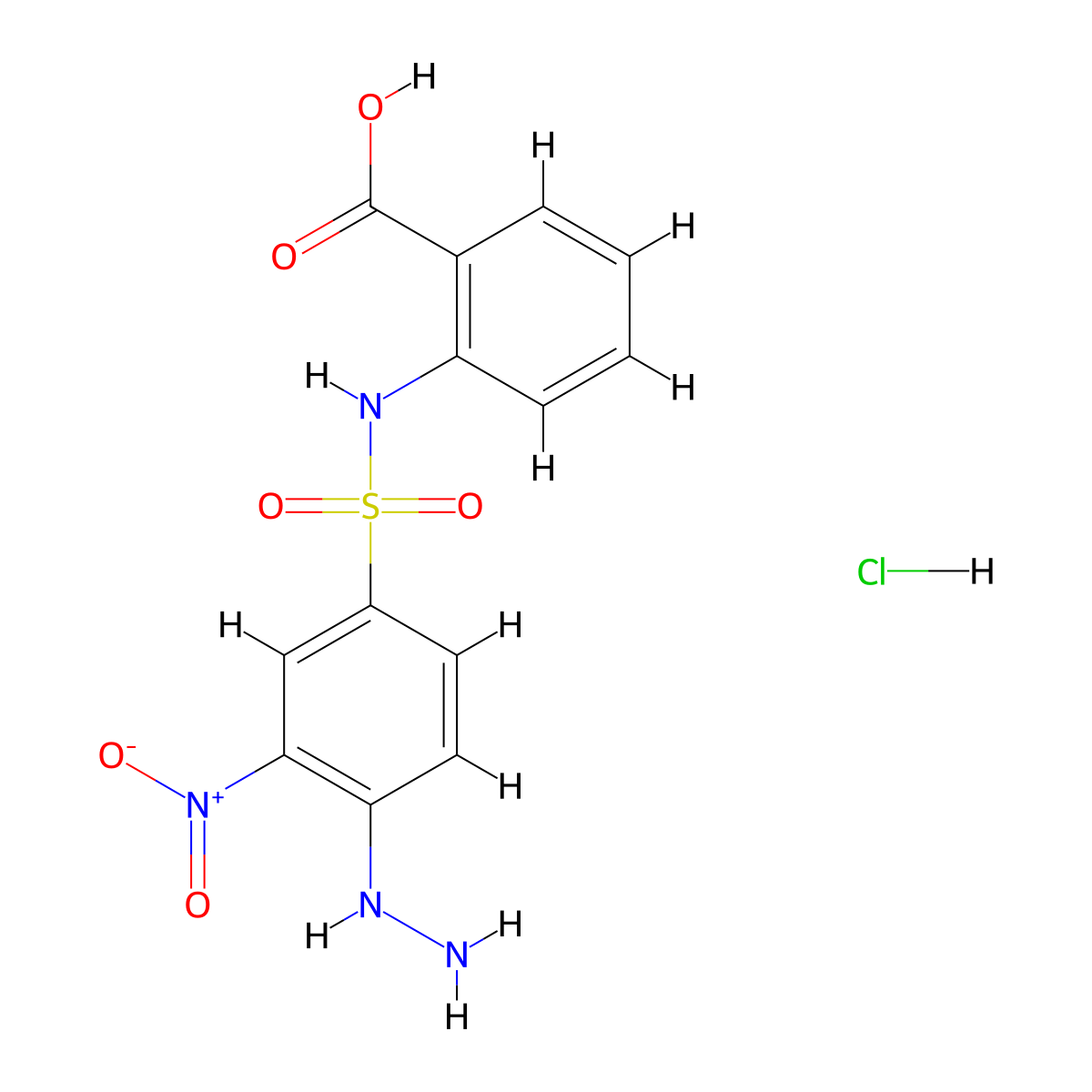 2-(4-Hydrazinyl-3-nitrobenzenesulfonamido)benzoic acid hydrochloride molecular structure, CAS 1171466-58-2