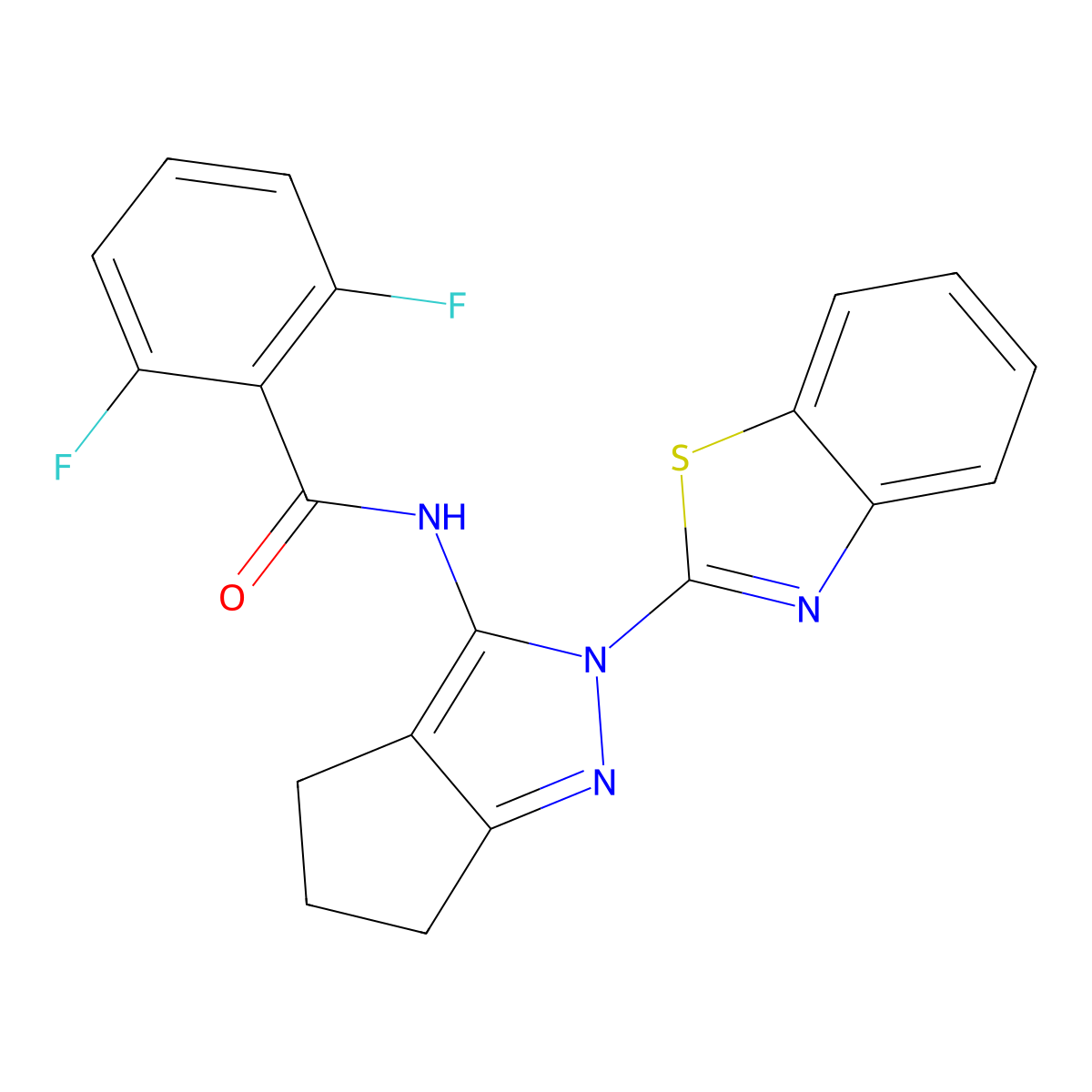 N-(2-(benzo[d]thiazol-2-yl)-2,4,5,6-tetrahydrocyclopenta[c]pyrazol-3-yl)-2,6-difluorobenzamide molecular structure, CAS 1171467-51-8