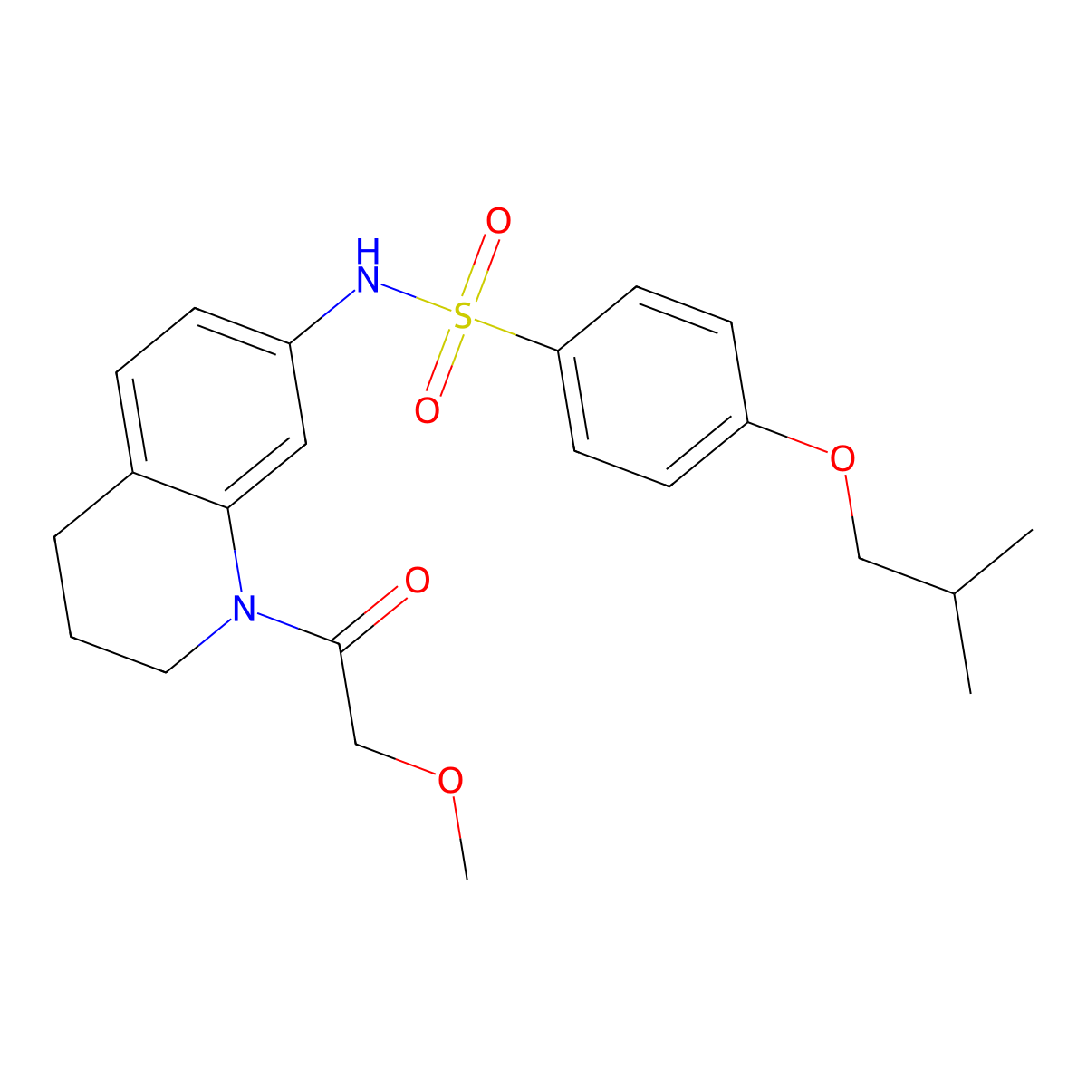 N-[1-(2-methoxyacetyl)-1,2,3,4-tetrahydroquinolin-7-yl]-4-(2-methylpropoxy)benzene-1-sulfonamide molecular structure, CAS 1171467-69-8
