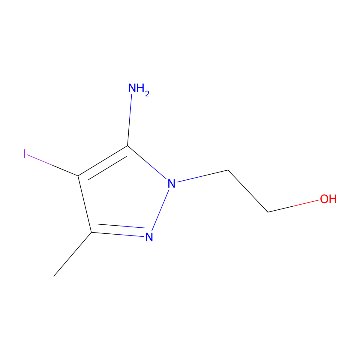 2-(5-amino-4-iodo-3-methyl-1H-pyrazol-1-yl)ethan-1-ol molecular structure, CAS 1171468-67-9