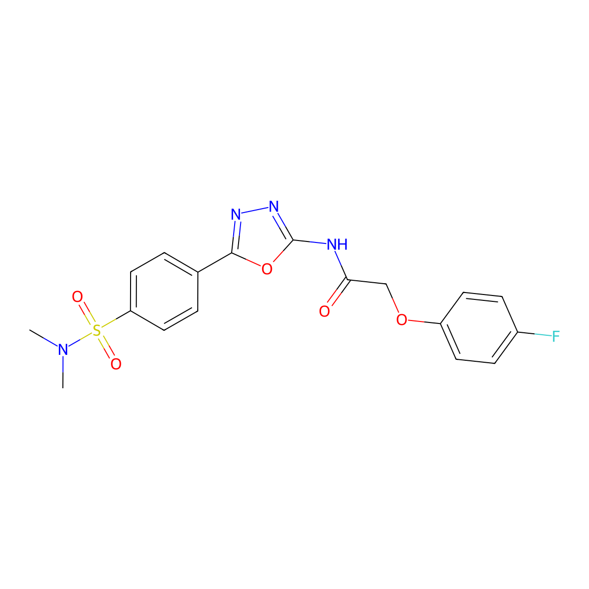 N-(5-(4-(N,N-dimethylsulfamoyl)phenyl)-1,3,4-oxadiazol-2-yl)-2-(4-fluorophenoxy)acetamide molecular structure, CAS 1171469-33-2