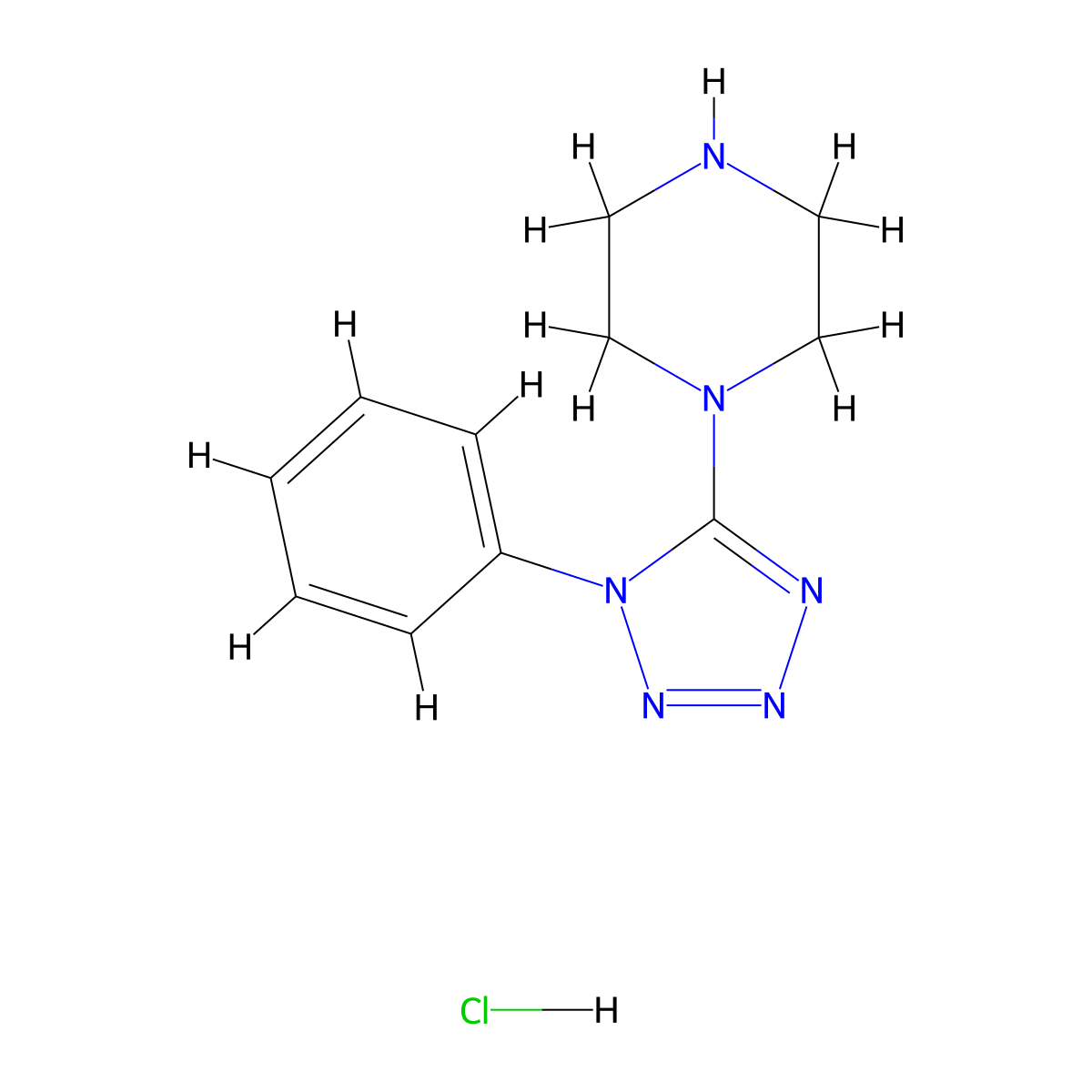 1-(1-phenyl-1H-tetrazol-5-yl)piperazine hydrochloride molecular structure, CAS 1171471-37-6