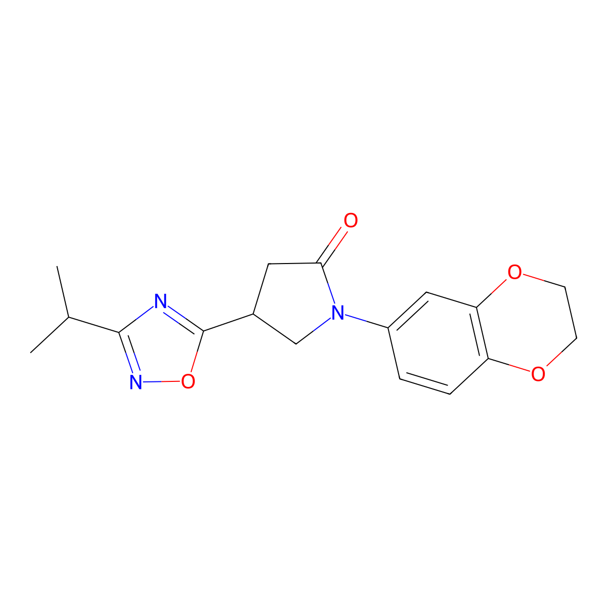 1-(2,3-Dihydro-1,4-benzodioxin-6-yl)-4-[3-(propan-2-yl)-1,2,4-oxadiazol-5-yl]pyrrolidin-2-one molecular structure, CAS 1171471-54-7