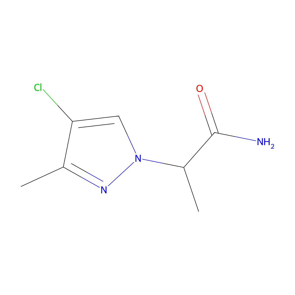 2-(4-chloro-3-methyl-1H-pyrazol-1-yl)propanamide molecular structure, CAS 1171471-65-0