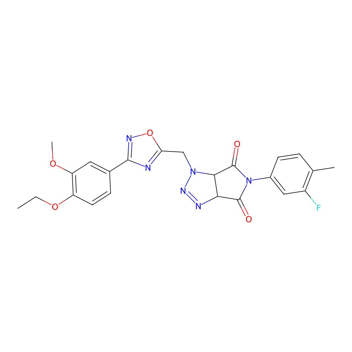 1-((3-(4-ethoxy-3-methoxyphenyl)-1,2,4-oxadiazol-5-yl)methyl)-5-(3-fluoro-4-methylphenyl)-1,6a-dihydropyrrolo[3,4-d][1,2,3]triazole-4,6(3aH,5H)-dione molecular structure, CAS 1171471-98-9