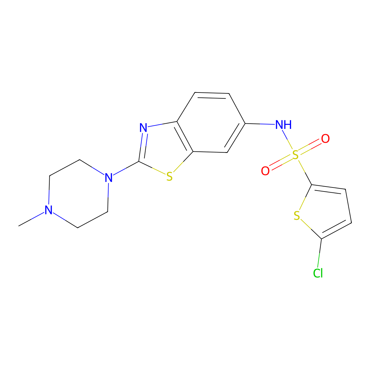 5-chloro-N-(2-(4-methylpiperazin-1-yl)benzo[d]thiazol-6-yl)thiophene-2-sulfonamide molecular structure, CAS 1171472-96-0