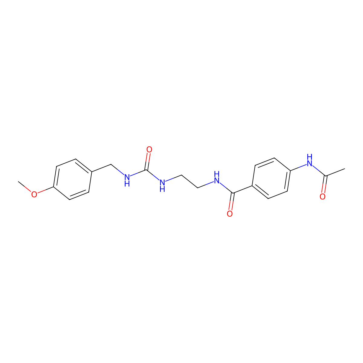 4-acetamido-N-(2-(3-(4-methoxybenzyl)ureido)ethyl)benzamide molecular structure, CAS 1171473-28-1