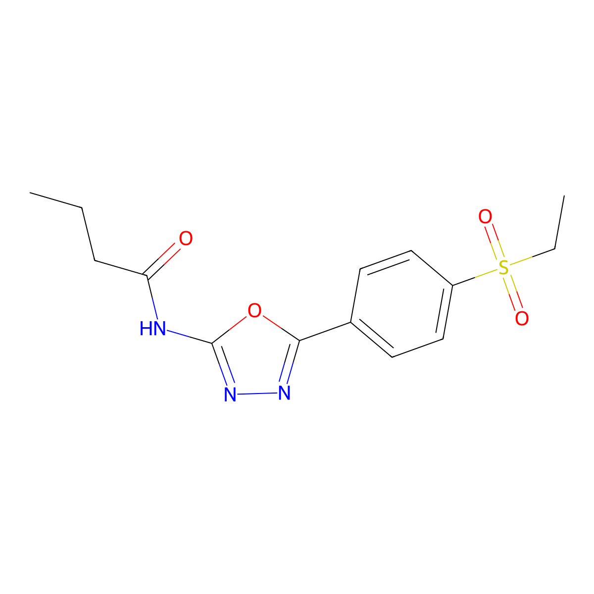 N-(5-(4-(ethylsulfonyl)phenyl)-1,3,4-oxadiazol-2-yl)butyramide molecular structure, CAS 1171474-56-8