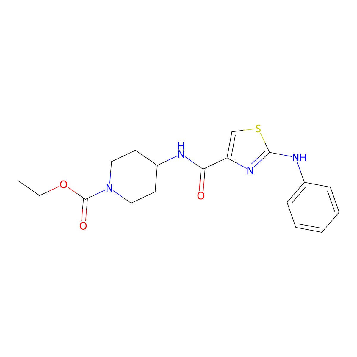 Ethyl 4-(2-(phenylamino)thiazole-4-carboxamido)piperidine-1-carboxylate molecular structure, CAS 1171474-83-1