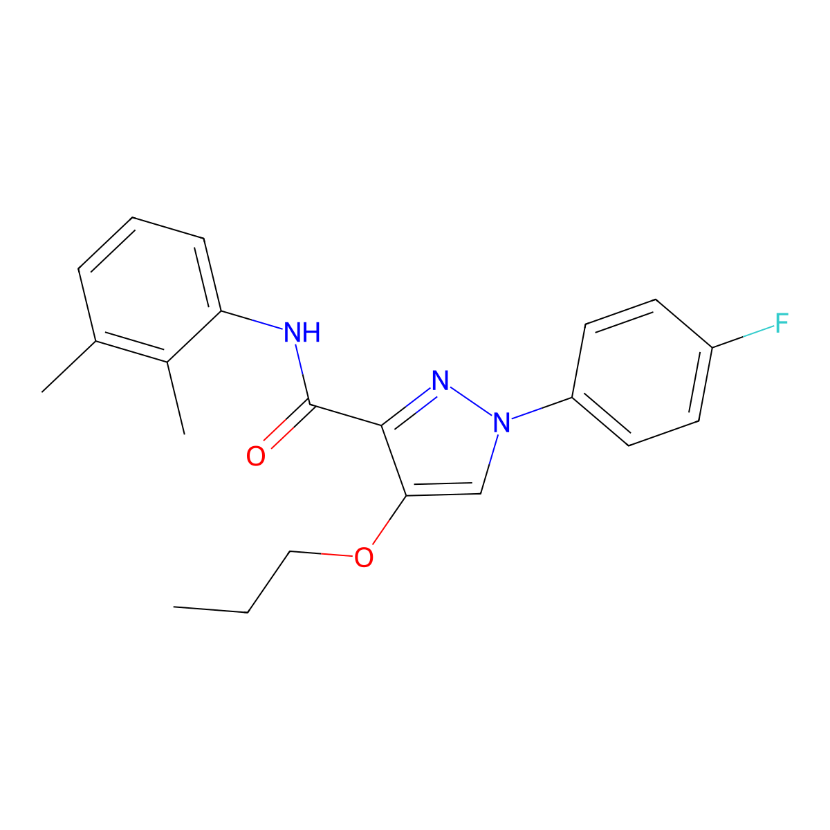 N-(2,3-dimethylphenyl)-1-(4-fluorophenyl)-4-propoxy-1H-pyrazole-3-carboxamide molecular structure, CAS 1171476-27-9