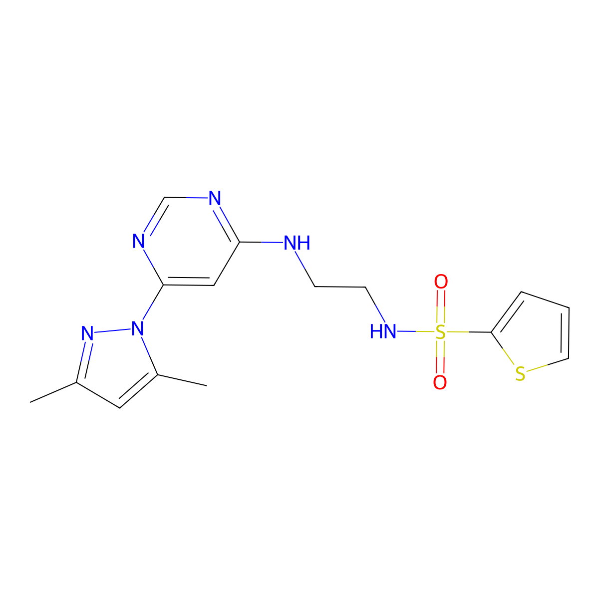 N-(2-{[6-(3,5-dimethyl-1H-pyrazol-1-yl)pyrimidin-4-yl]amino}ethyl)thiophene-2-sulfonamide molecular structure, CAS 1171476-51-9