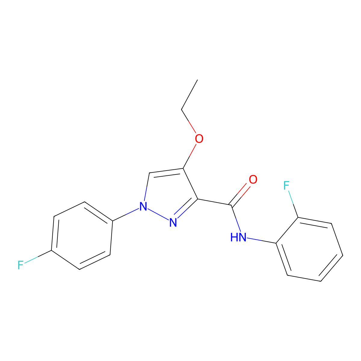 4-ethoxy-N-(2-fluorophenyl)-1-(4-fluorophenyl)-1H-pyrazole-3-carboxamide molecular structure, CAS 1171476-87-1