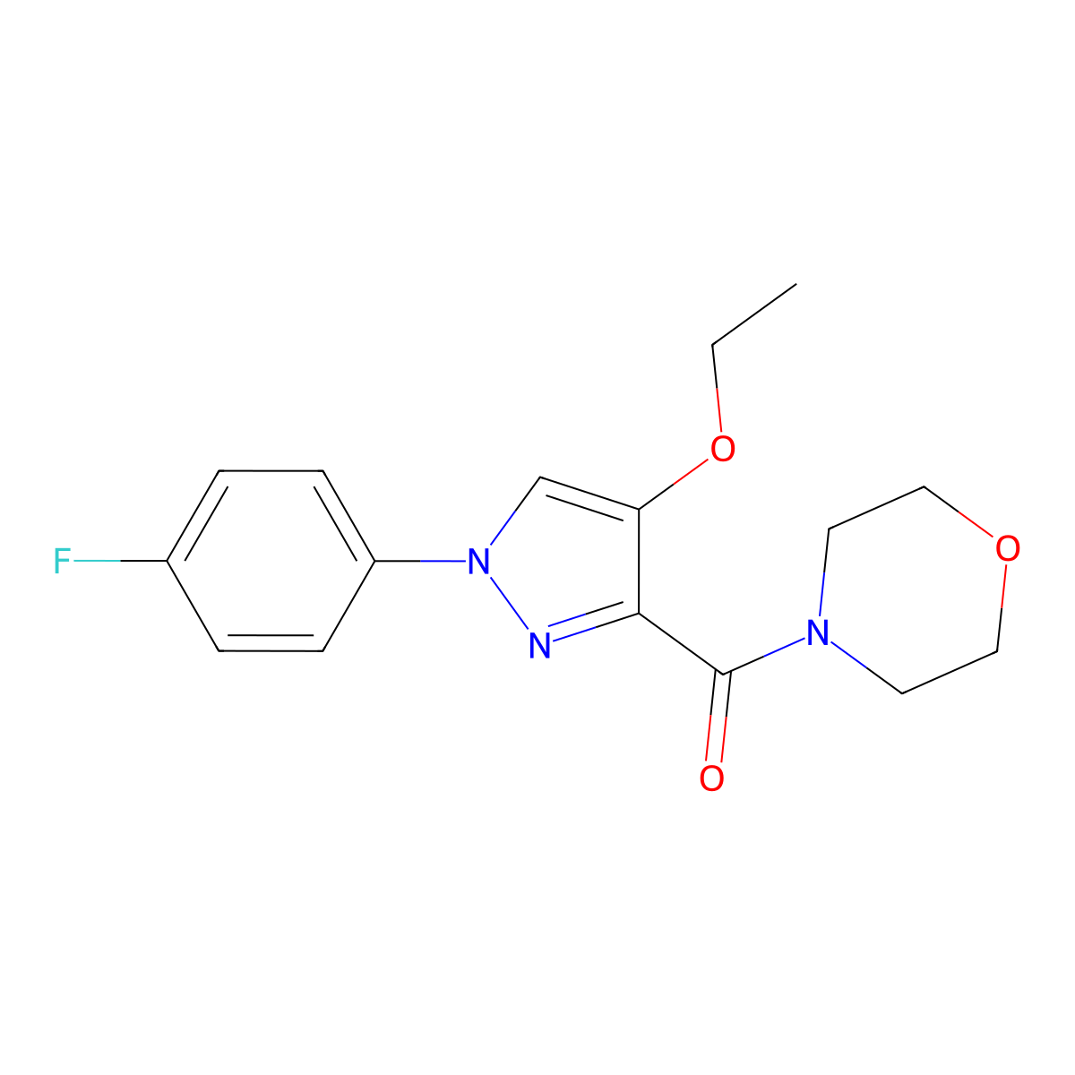 (4-ethoxy-1-(4-fluorophenyl)-1H-pyrazol-3-yl)(morpholino)methanone molecular structure, CAS 1171478-37-7