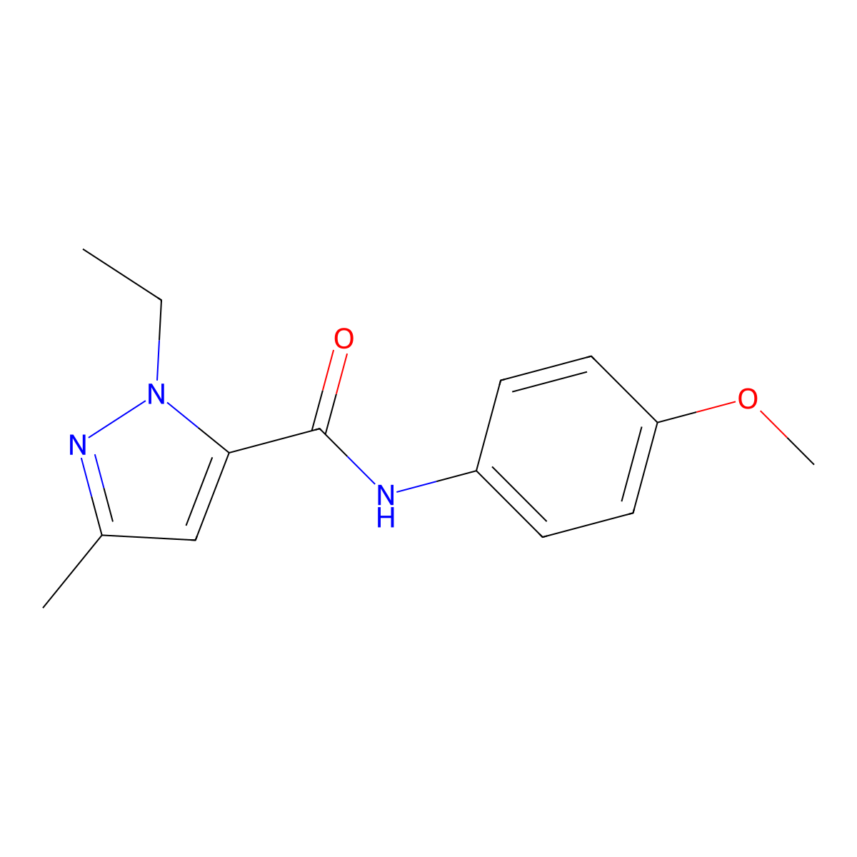 1-ethyl-N-(4-methoxyphenyl)-3-methyl-1H-pyrazole-5-carboxamide molecular structure, CAS 1171478-82-2