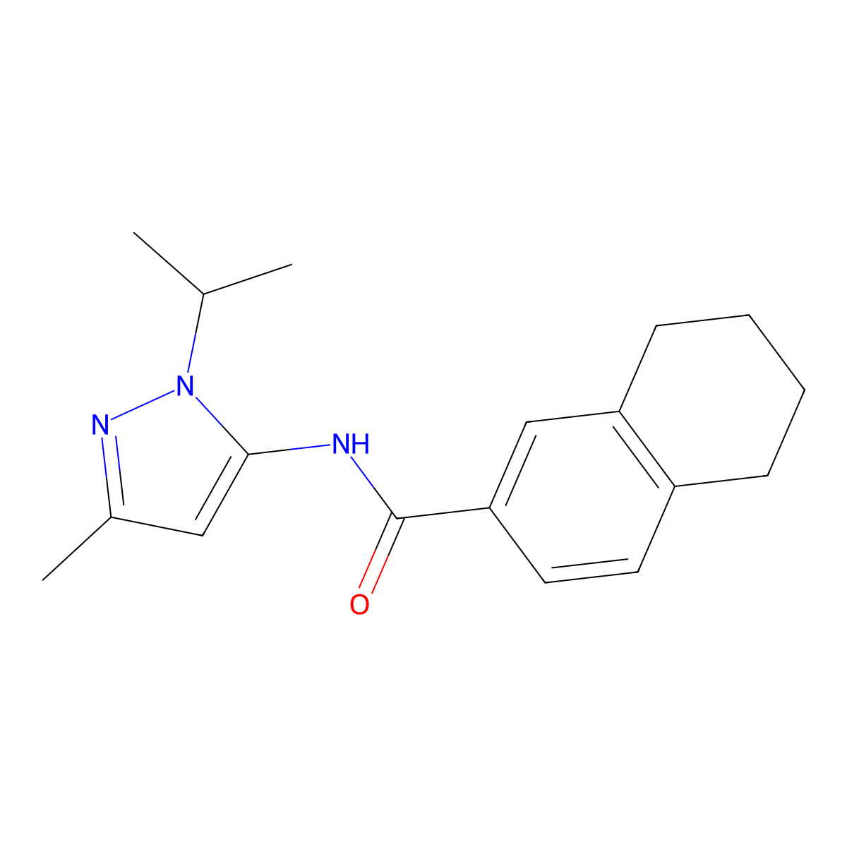 N-(1-isopropyl-3-methyl-1H-pyrazol-5-yl)-5,6,7,8-tetrahydronaphthalene-2-carboxamide molecular structure, CAS 1171480-93-5