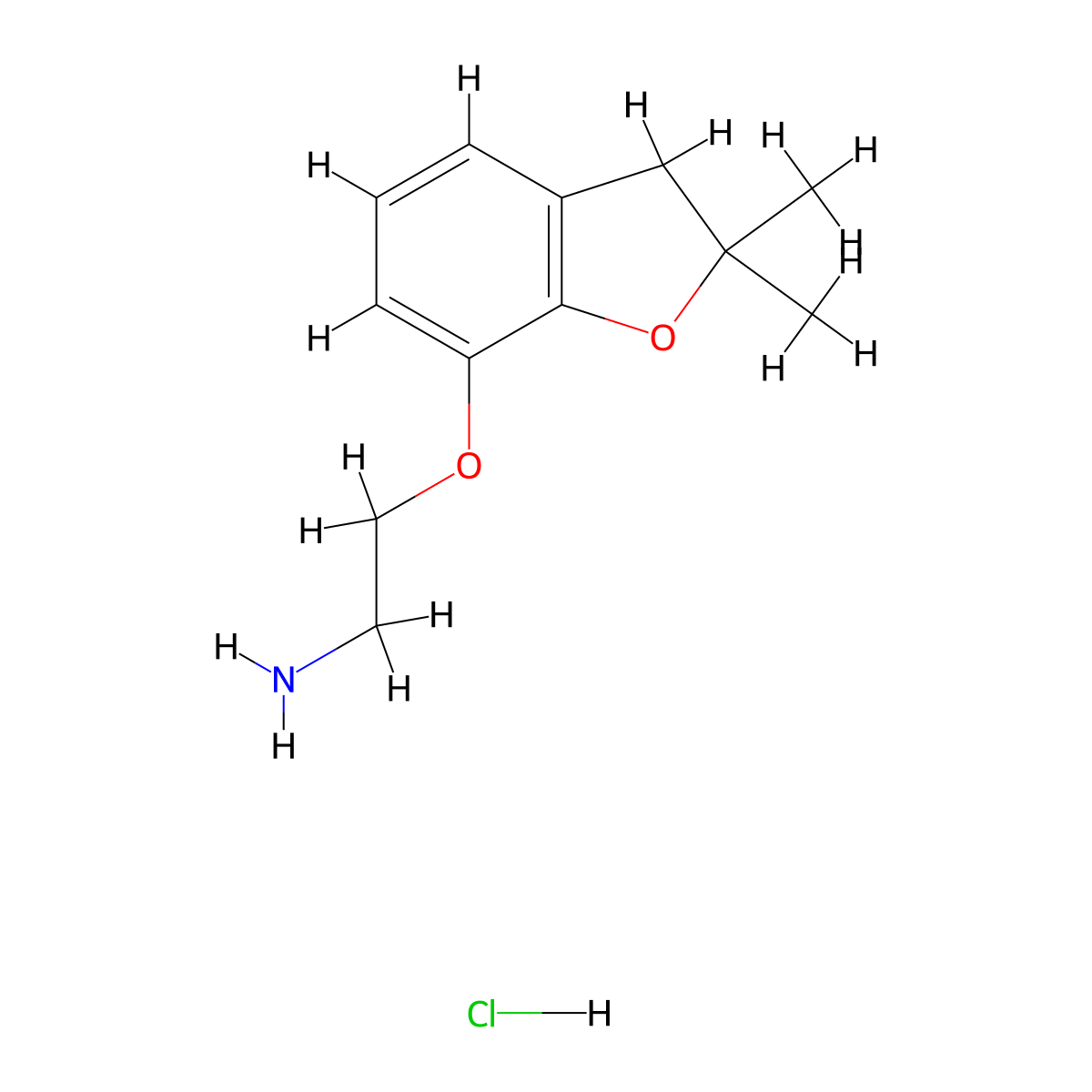 7-(2-Aminoethoxy)-2,2-dimethyl-2,3-dihydro-1-benzofuran hydrochloride molecular structure, CAS 1171482-06-6