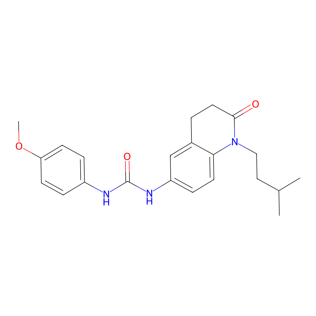 1-(1-Isopentyl-2-oxo-1,2,3,4-tetrahydroquinolin-6-yl)-3-(4-methoxyphenyl)urea molecular structure, CAS 1171482-59-9