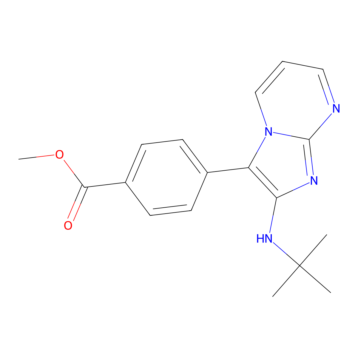 Methyl 4-[2-(tert-butylamino)imidazo[1,2-a]pyrimidin-3-yl]benzoate molecular structure, CAS 1171483-68-3
