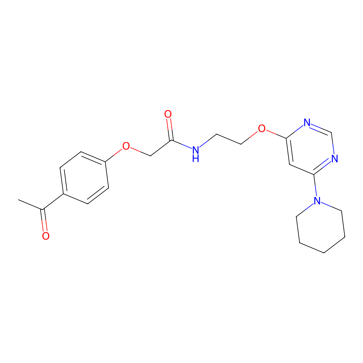 2-(4-acetylphenoxy)-N-(2-((6-(piperidin-1-yl)pyrimidin-4-yl)oxy)ethyl)acetamide molecular structure, CAS 1171486-56-8