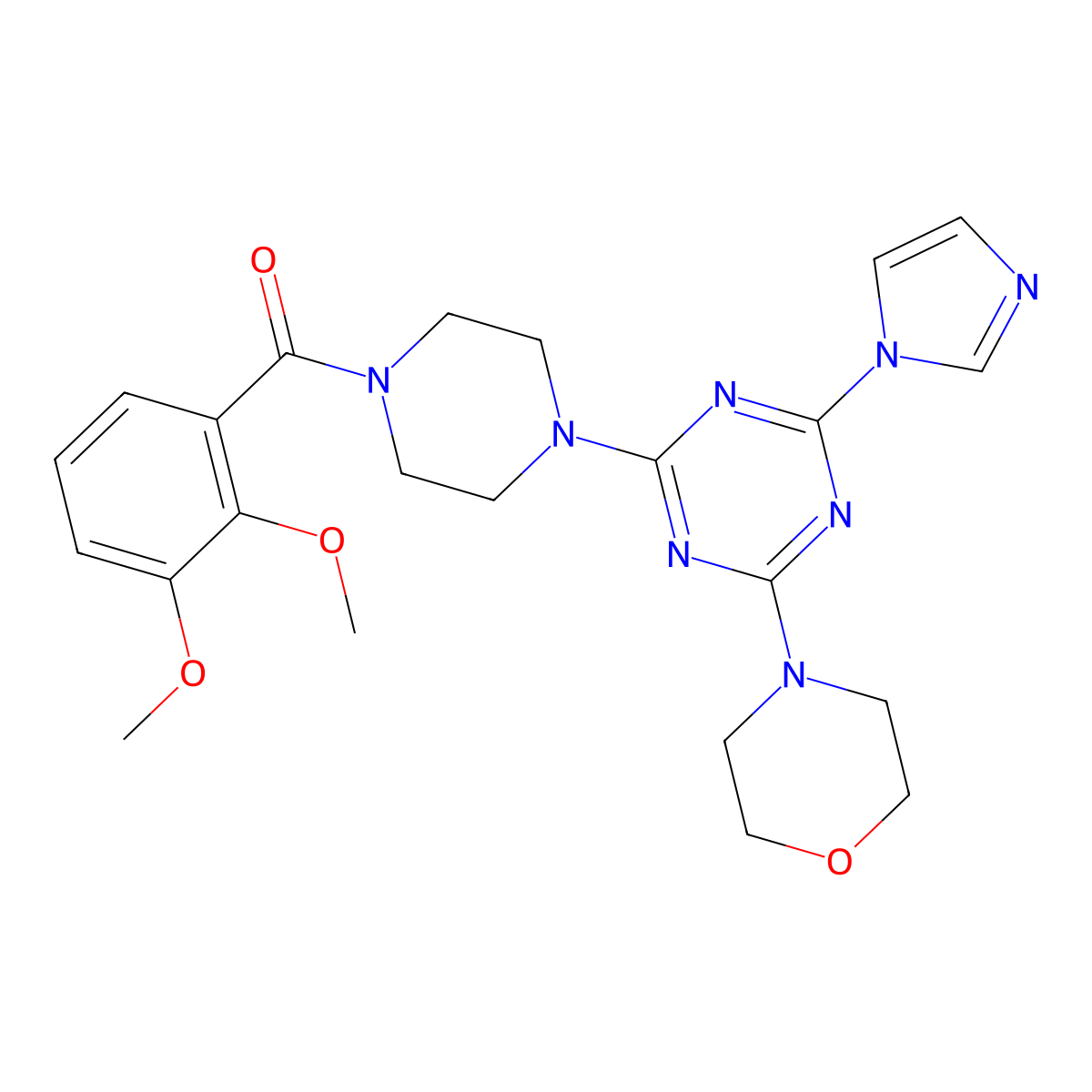 (4-(4-(1H-imidazol-1-yl)-6-morpholino-1,3,5-triazin-2-yl)piperazin-1-yl)(2,3-dimethoxyphenyl)methanone molecular structure, CAS 1171486-99-9