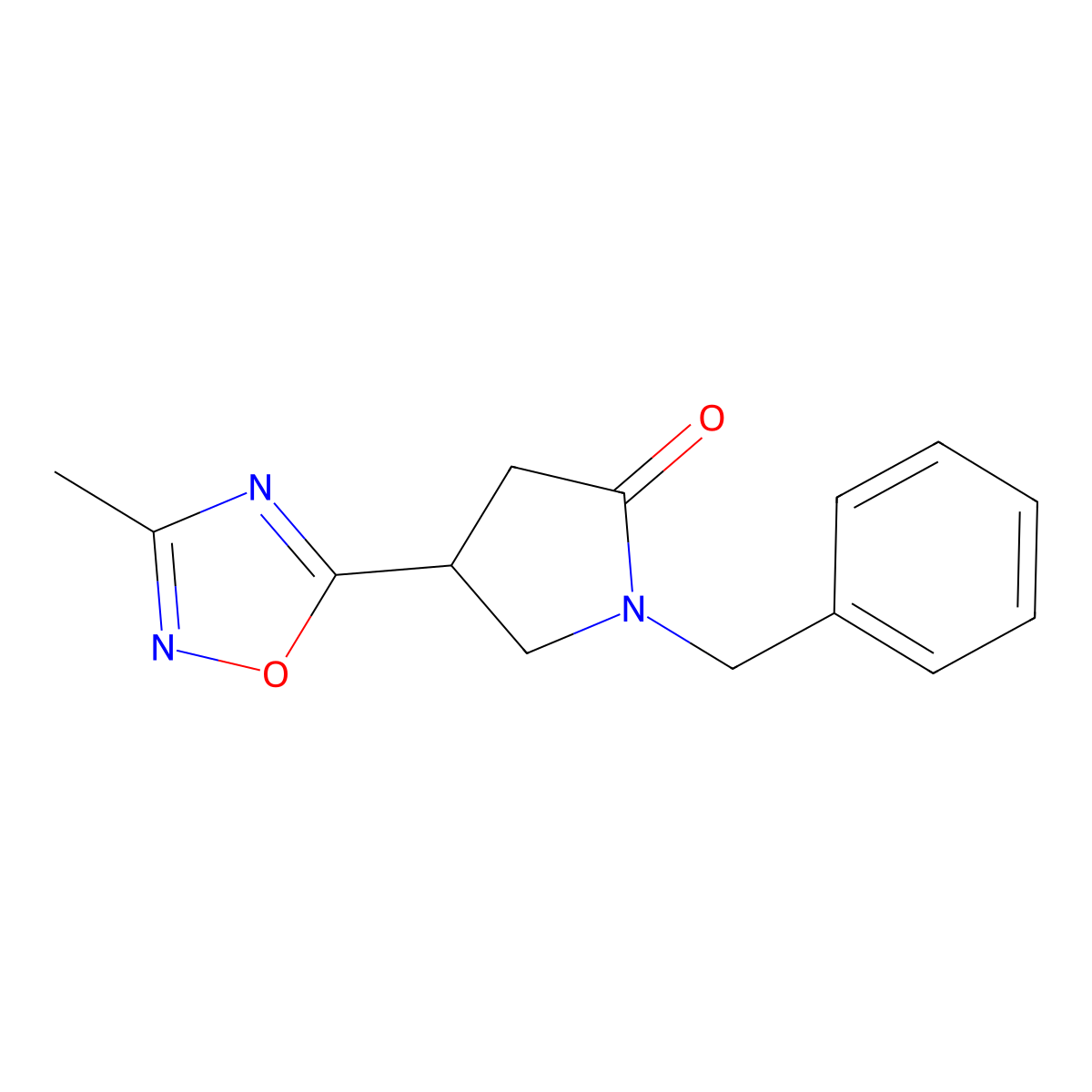 1-Benzyl-4-(3-methyl-1,2,4-oxadiazol-5-yl)pyrrolidin-2-one molecular structure, CAS 1171487-00-5