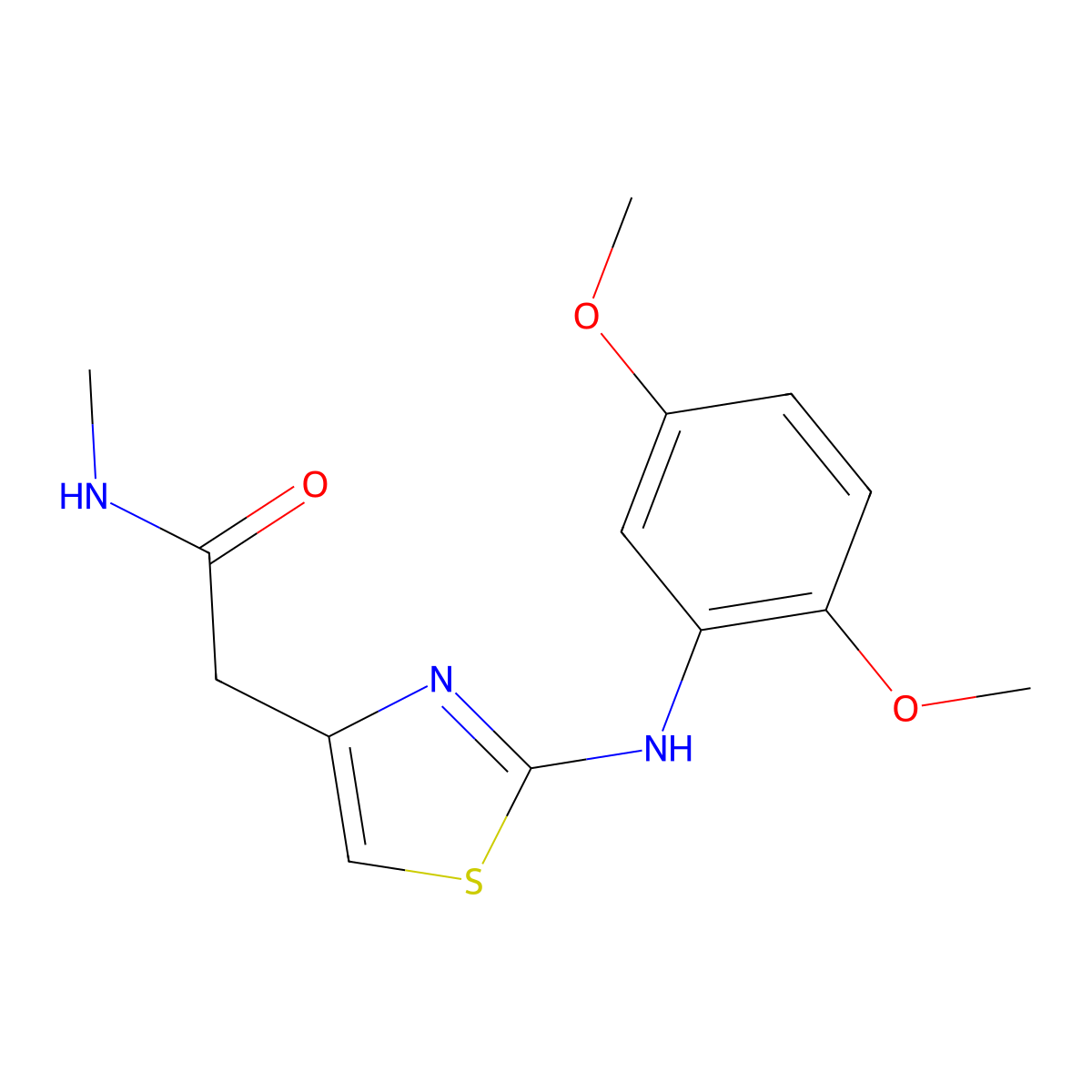 2-(2-((2,5-dimethoxyphenyl)amino)thiazol-4-yl)-N-methylacetamide molecular structure, CAS 1171488-15-5