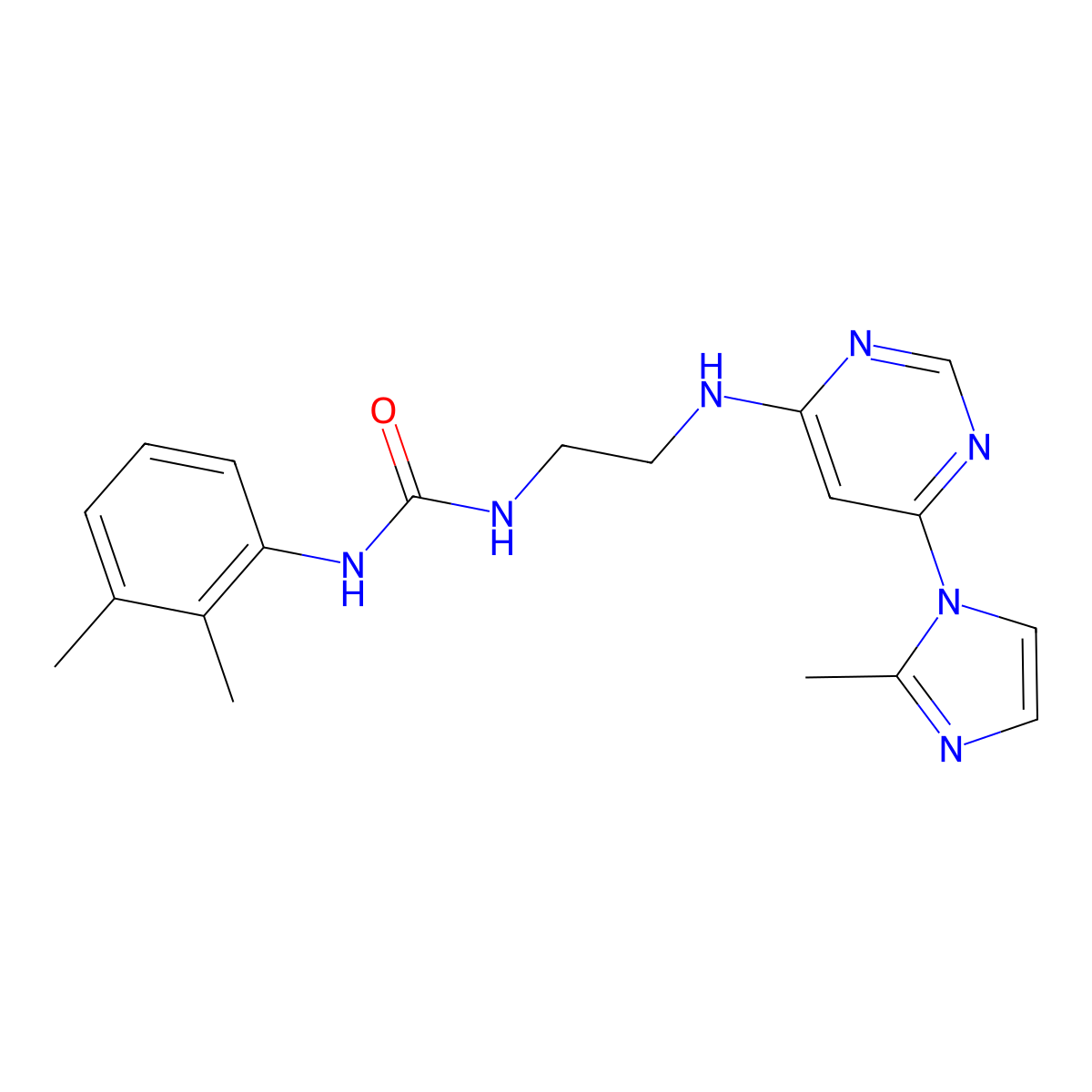 1-(2,3-dimethylphenyl)-3-(2-{[6-(2-methyl-1H-imidazol-1-yl)pyrimidin-4-yl]amino}ethyl)urea molecular structure, CAS 1171489-28-3