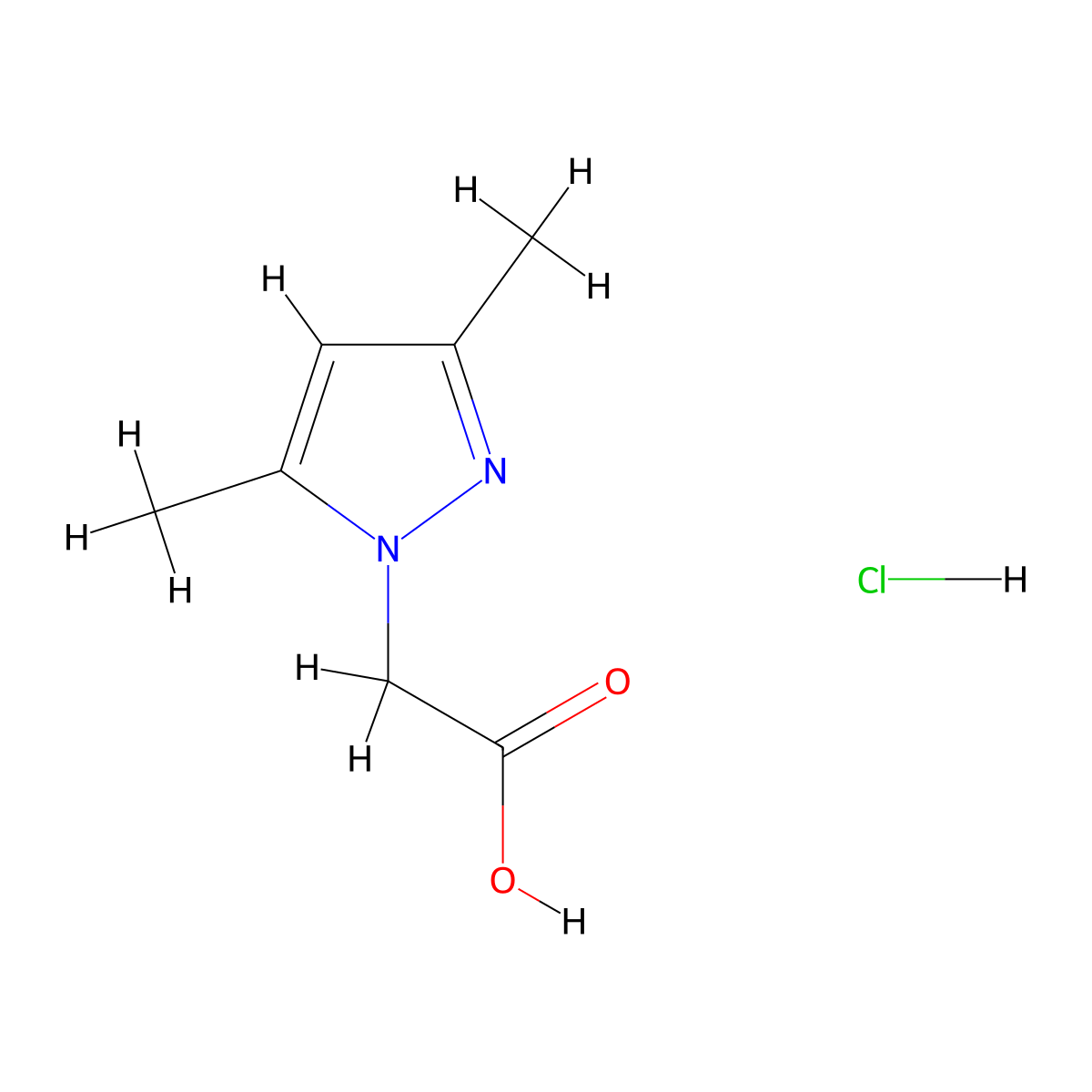 2-(3,5-dimethyl-1H-pyrazol-1-yl)acetic acid hydrochloride molecular structure, CAS 1171489-65-8